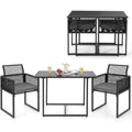 Set pranzo da giardino pieghevole in rattan sintetico nero con design versatile