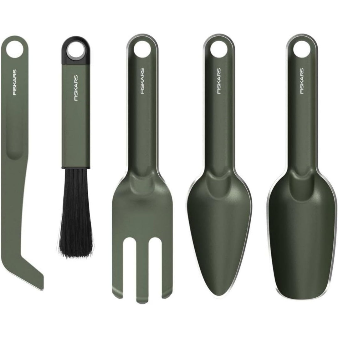 Set di accessori con struttura in acciaio verde per spazi esterni pieghevole